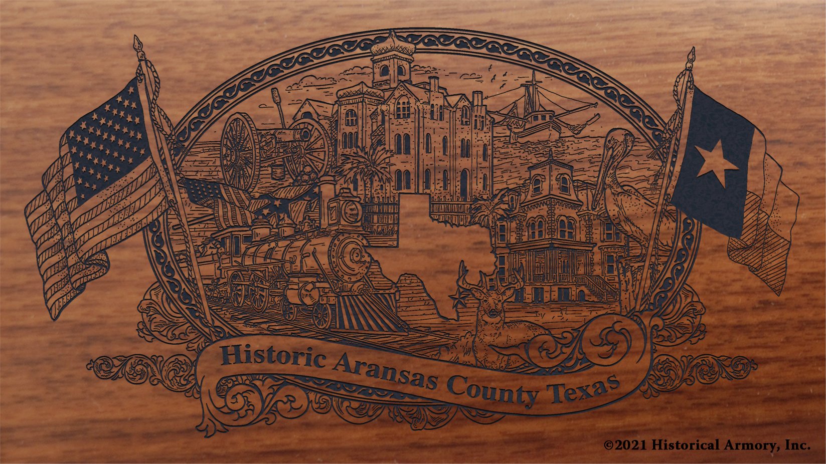 Engraved artwork | History of Aransas County Texas | Historical Armory