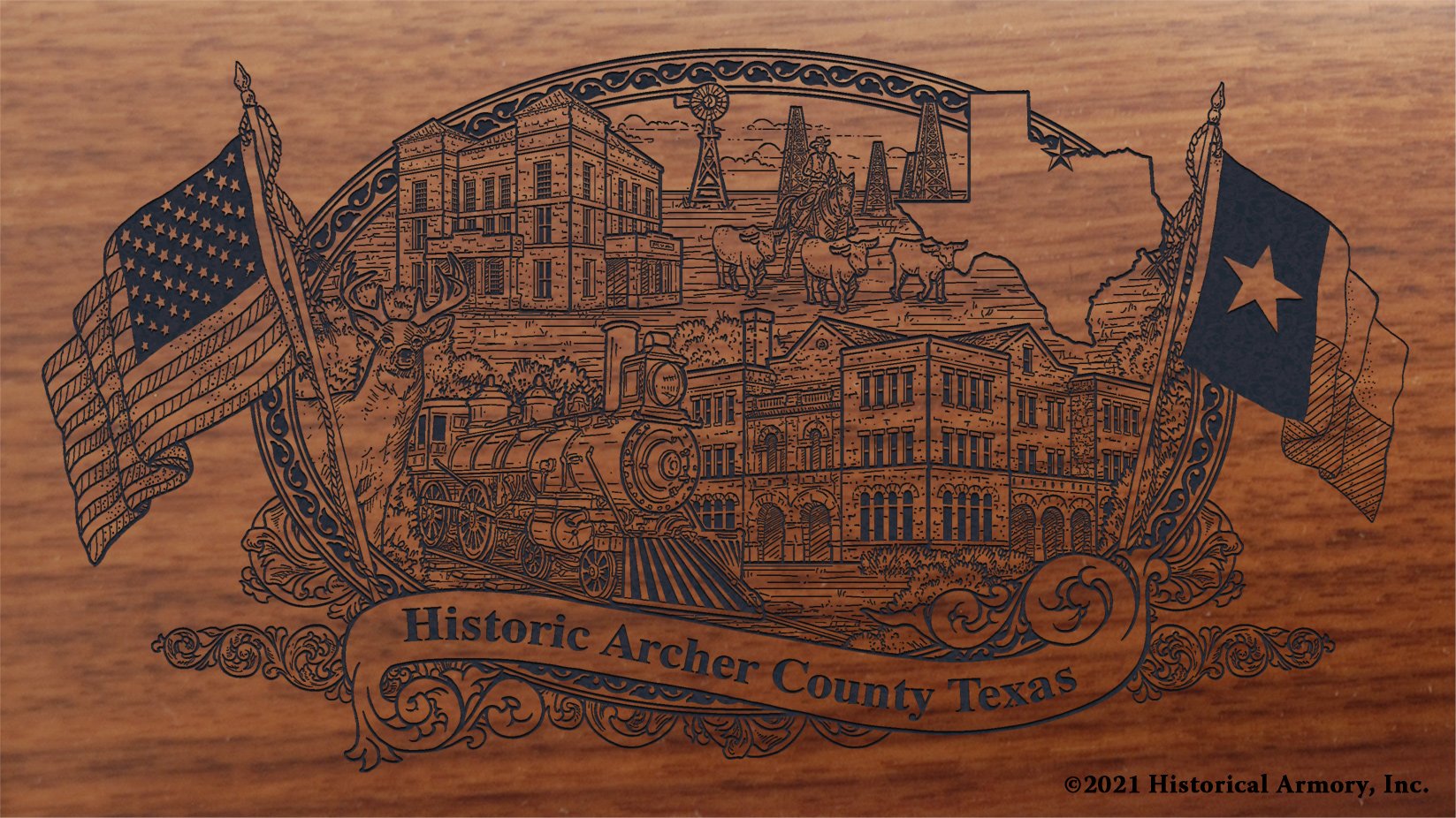 Engraved artwork | History of Archer County Texas | Historical Armory