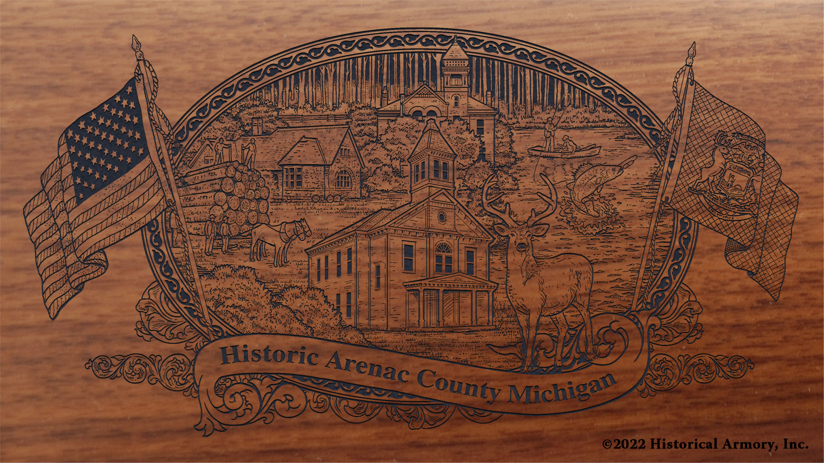 Arenac County Michigan Engraved Rifle Buttstock