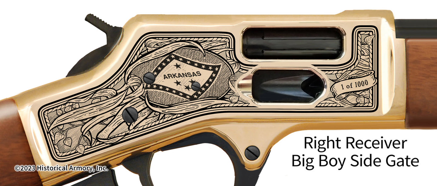 Arkansas Agricultural Heritage Engraved Henry Big Boy Brass Side Gate Rifle