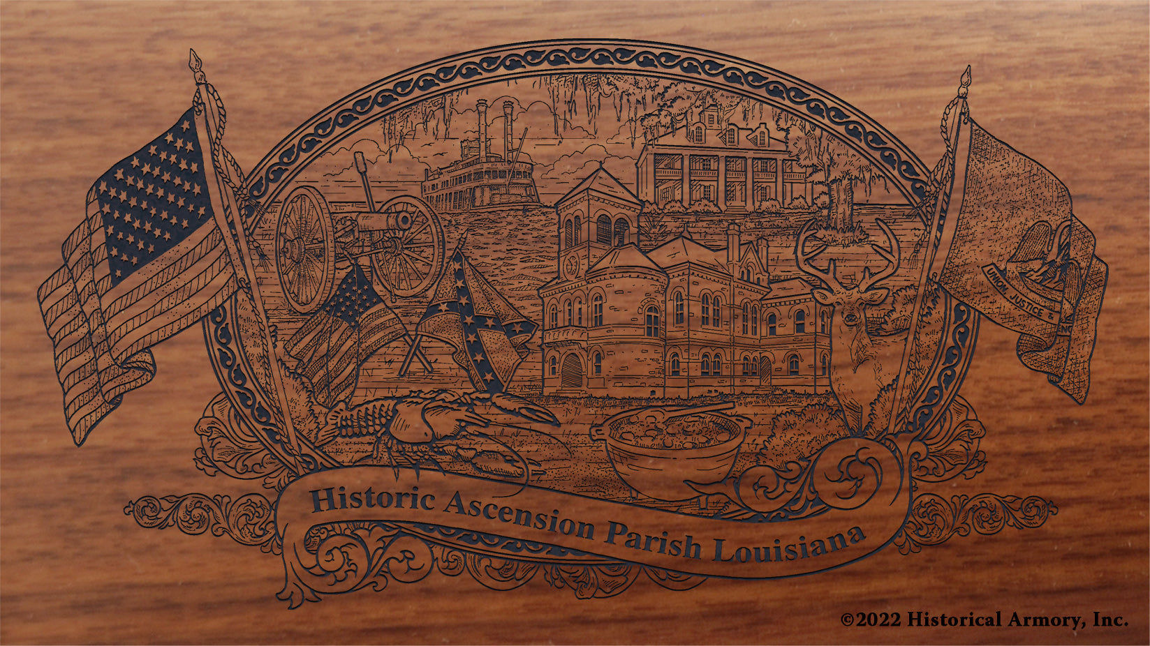 Ascension Parish Louisiana Engraved Rifle Buttstock
