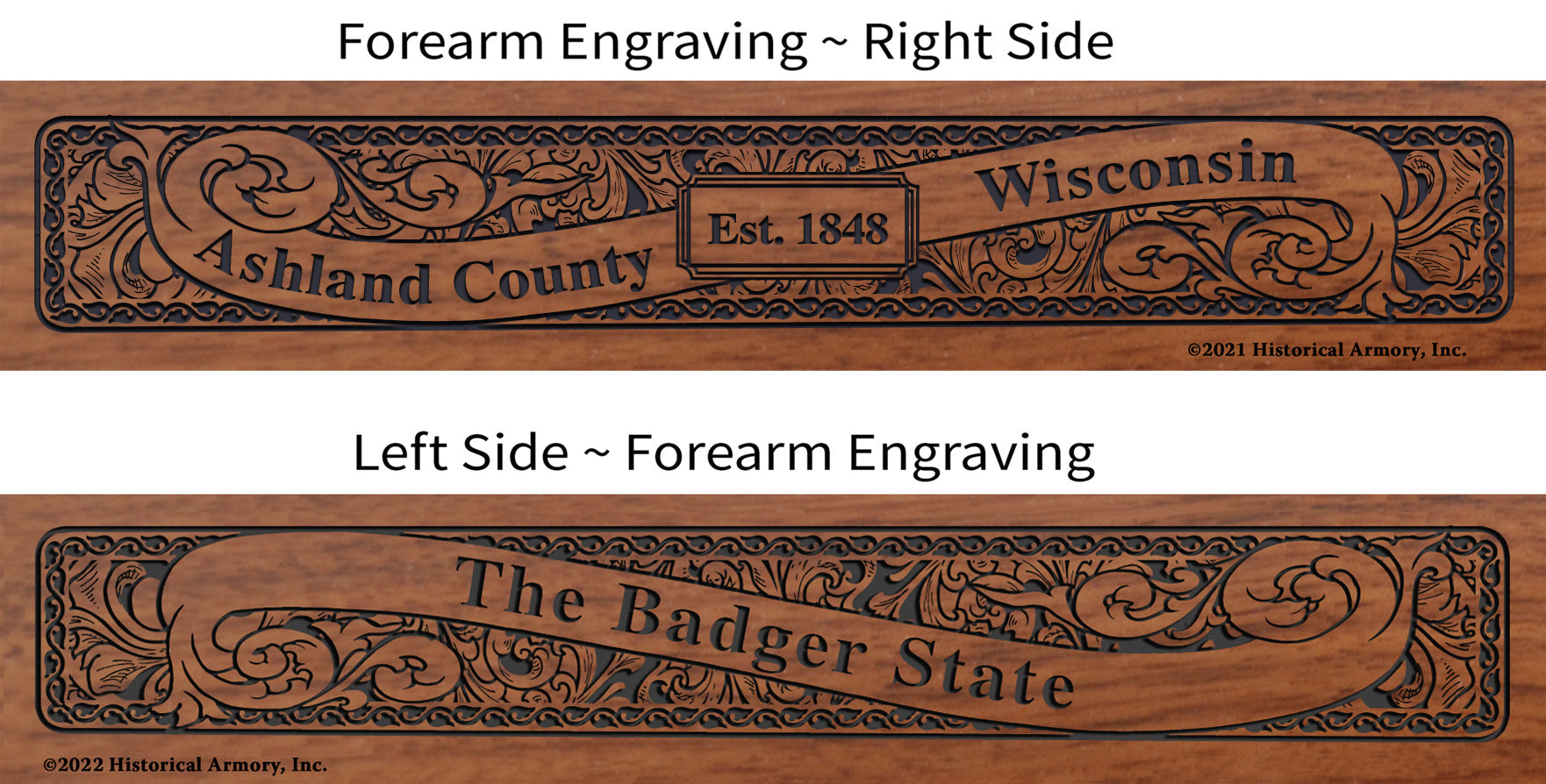 Ashland County Wisconsin Engraved Rifle Forearm