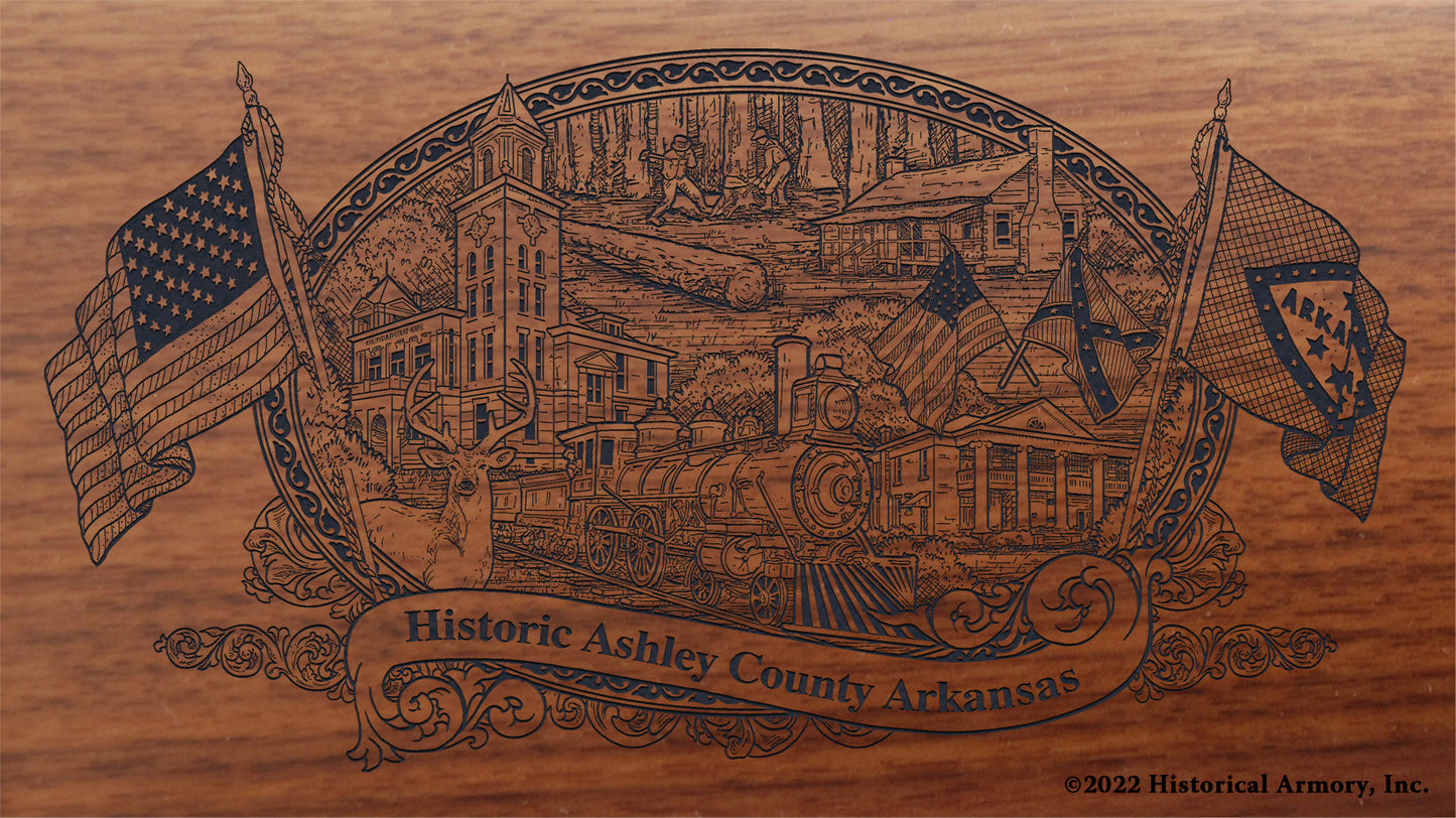Ashley County Arkansas Engraved Rifle Buttstock