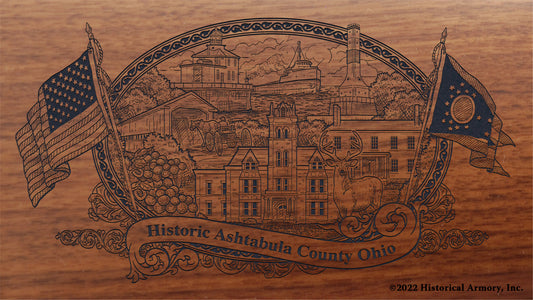 Ashtabula County Ohio Engraved Rifle Buttstock