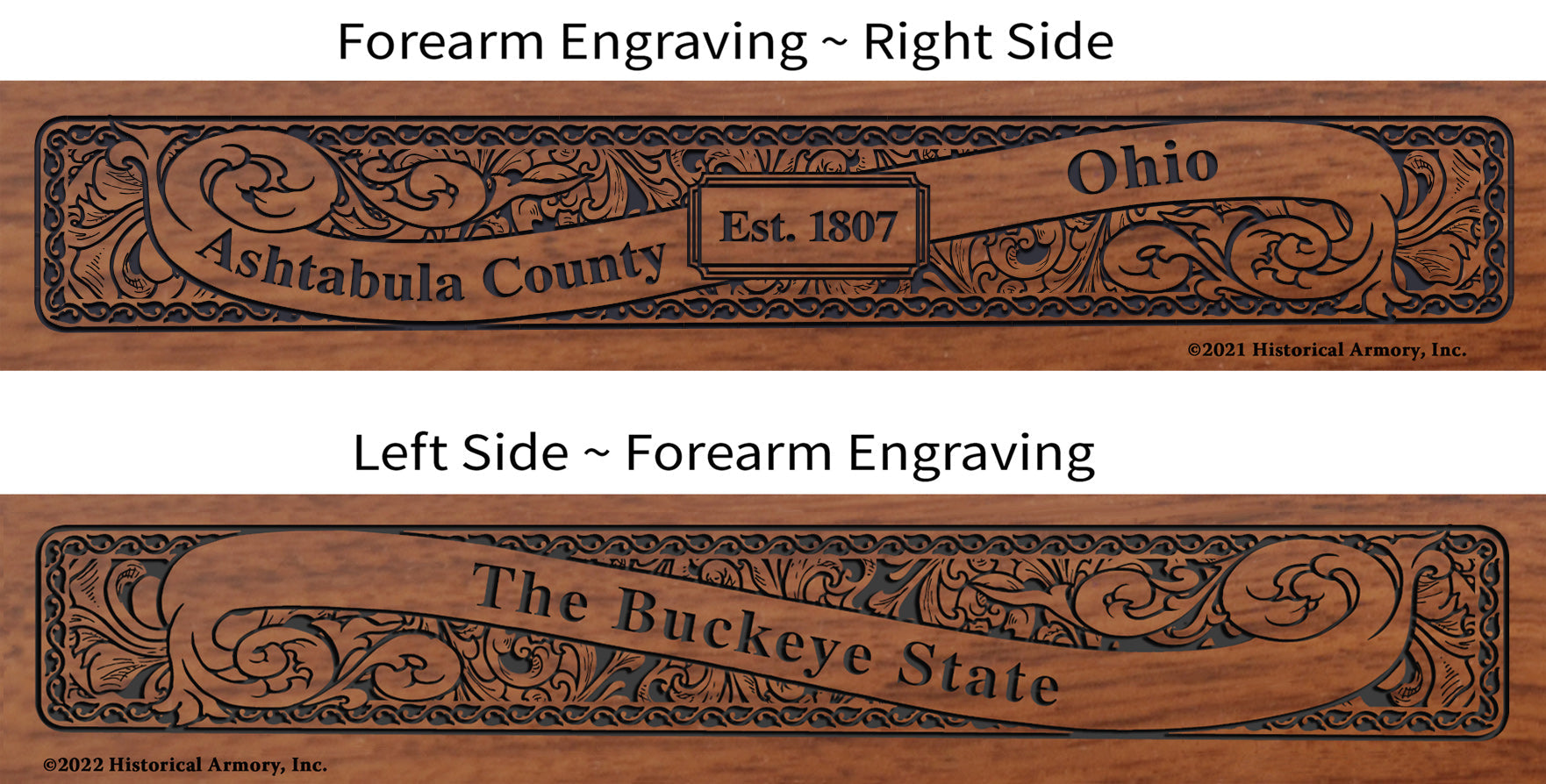 Ashtabula County Ohio Engraved Rifle Forearm
