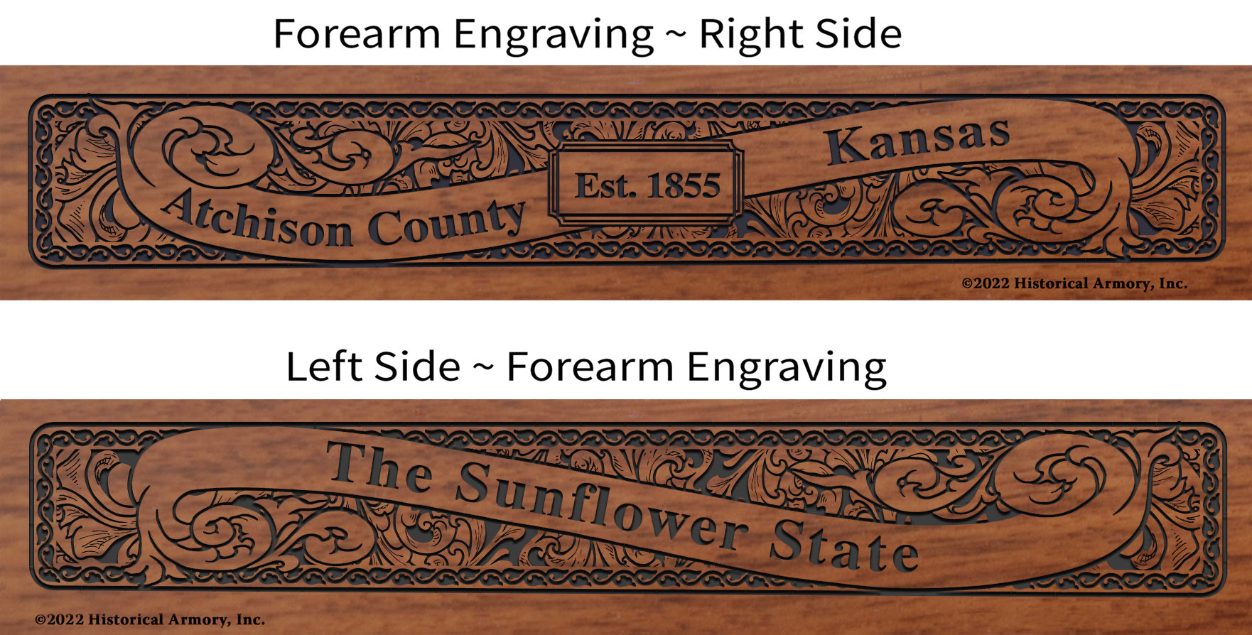 Atchison County Kansas Engraved Rifle Forearm