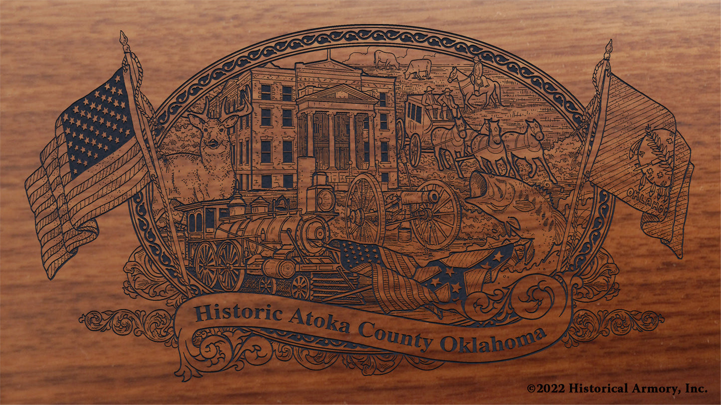Atoka County Oklahoma Engraved Rifle Buttstock