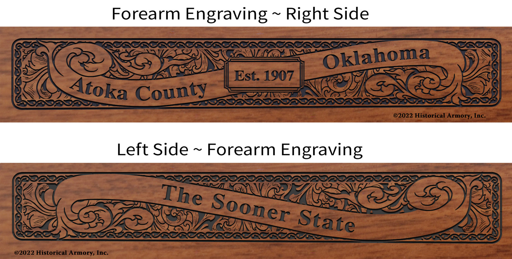 Atoka County Oklahoma Engraved Rifle Forearm