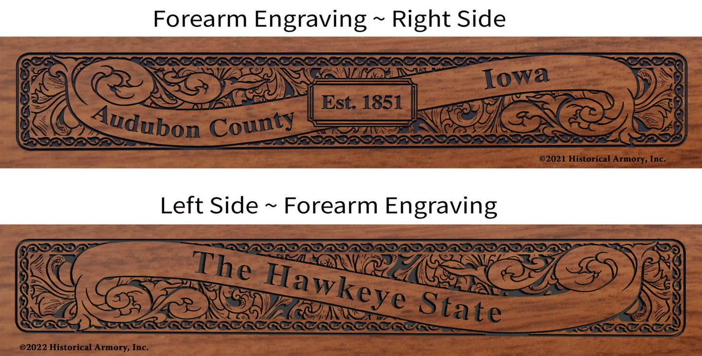 Audubon County Iowa Engraved Rifle Forearm