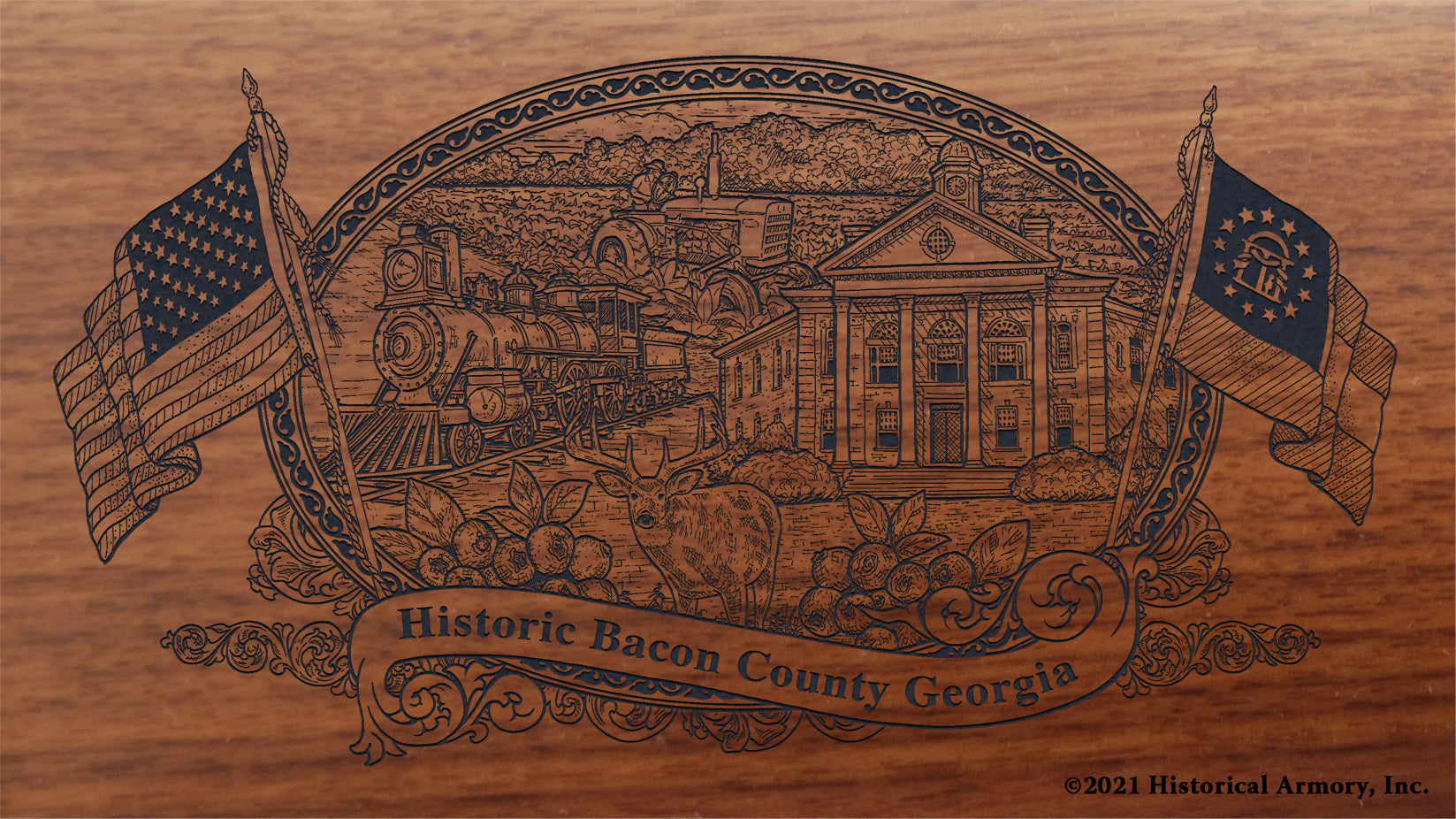 Bacon County Georgia Engraved Rifle Buttstock