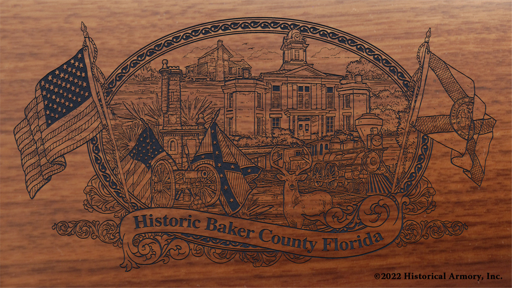 Baker County Florida Engraved Rifle Buttstock