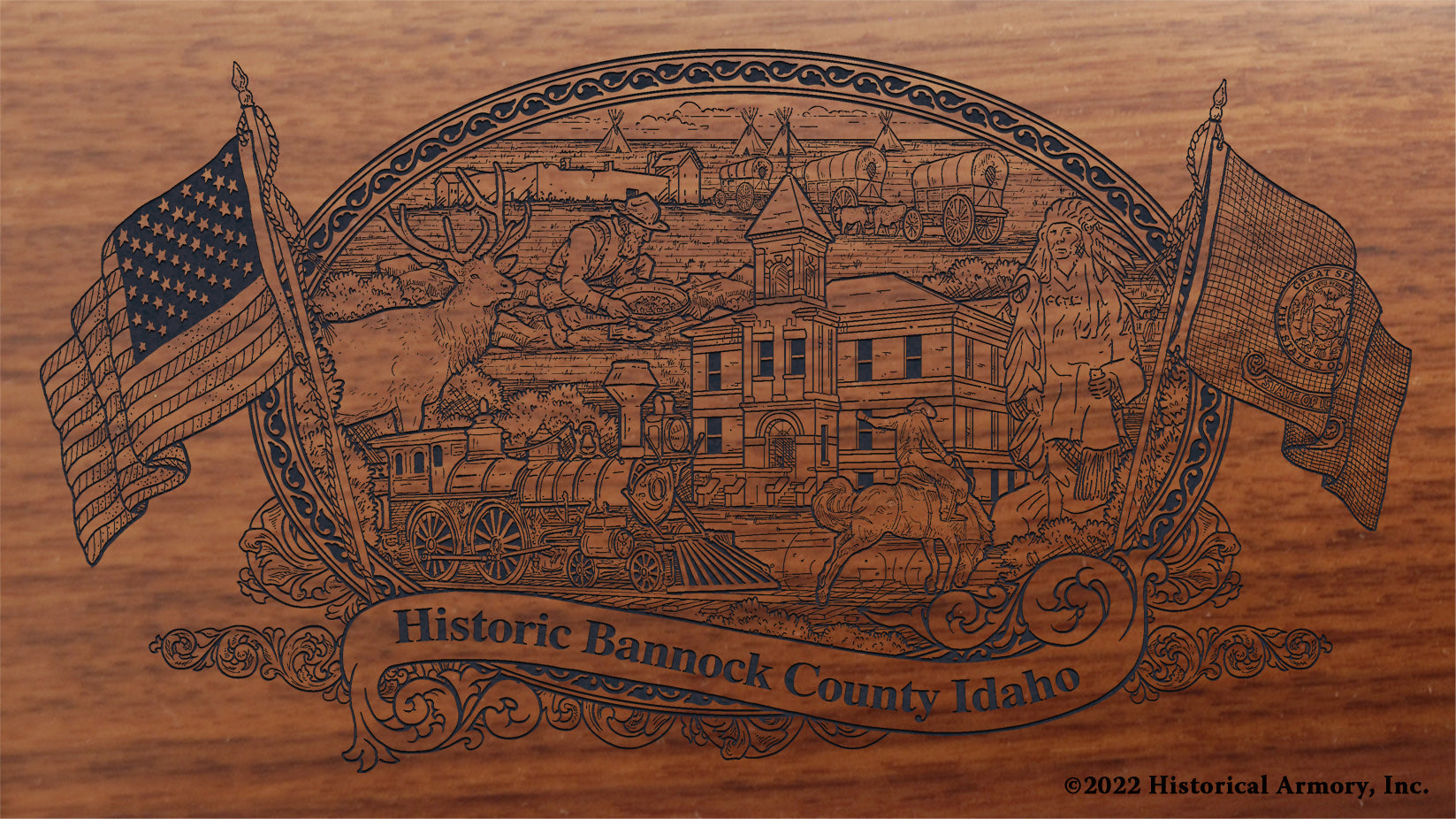 Bannock County Idaho Engraved Rifle Buttstock