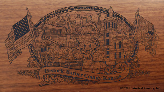 Barber County Kansas Engraved Rifle Buttstock