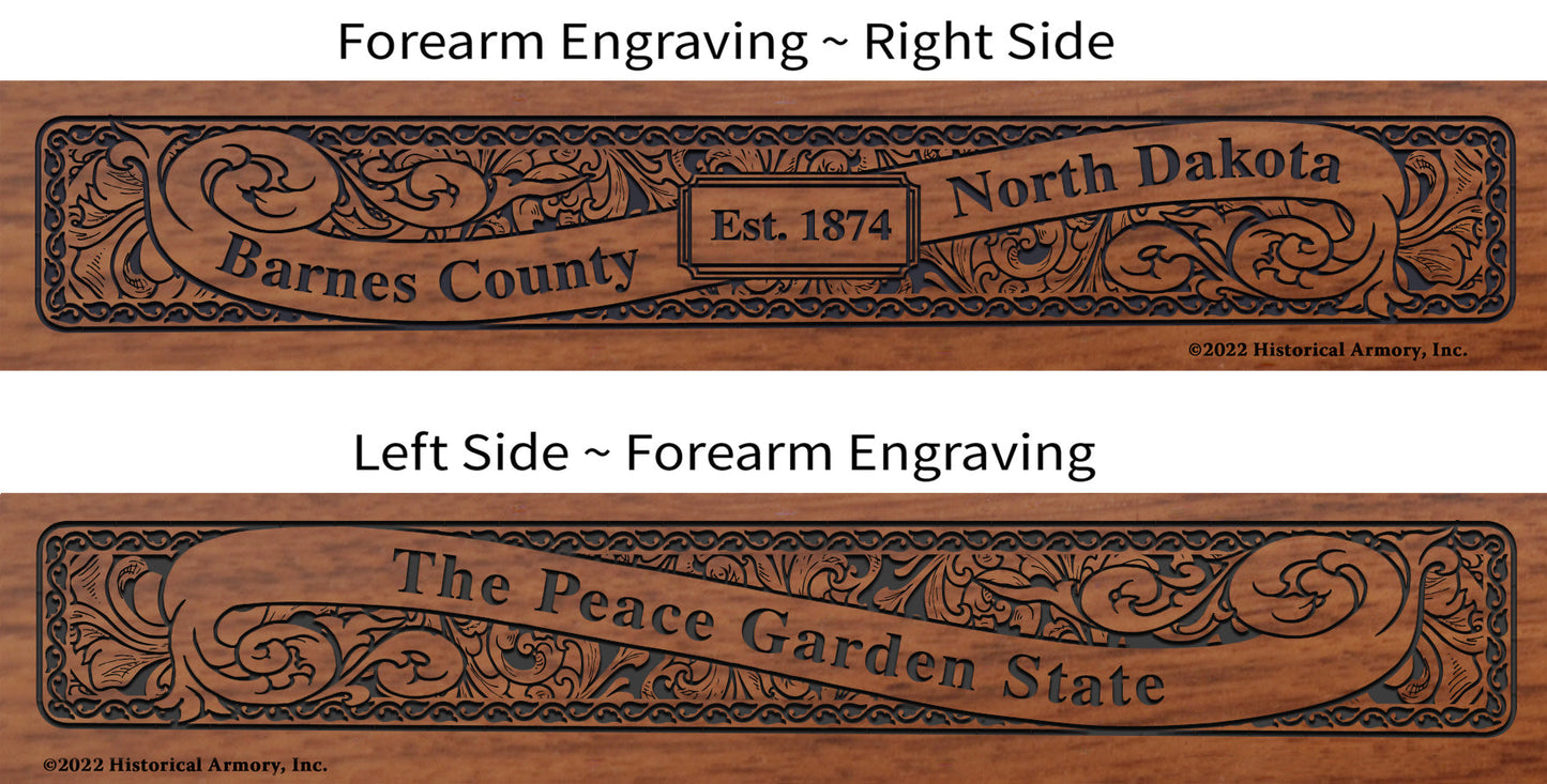 Barnes County North Dakota Engraved Rifle Forearm