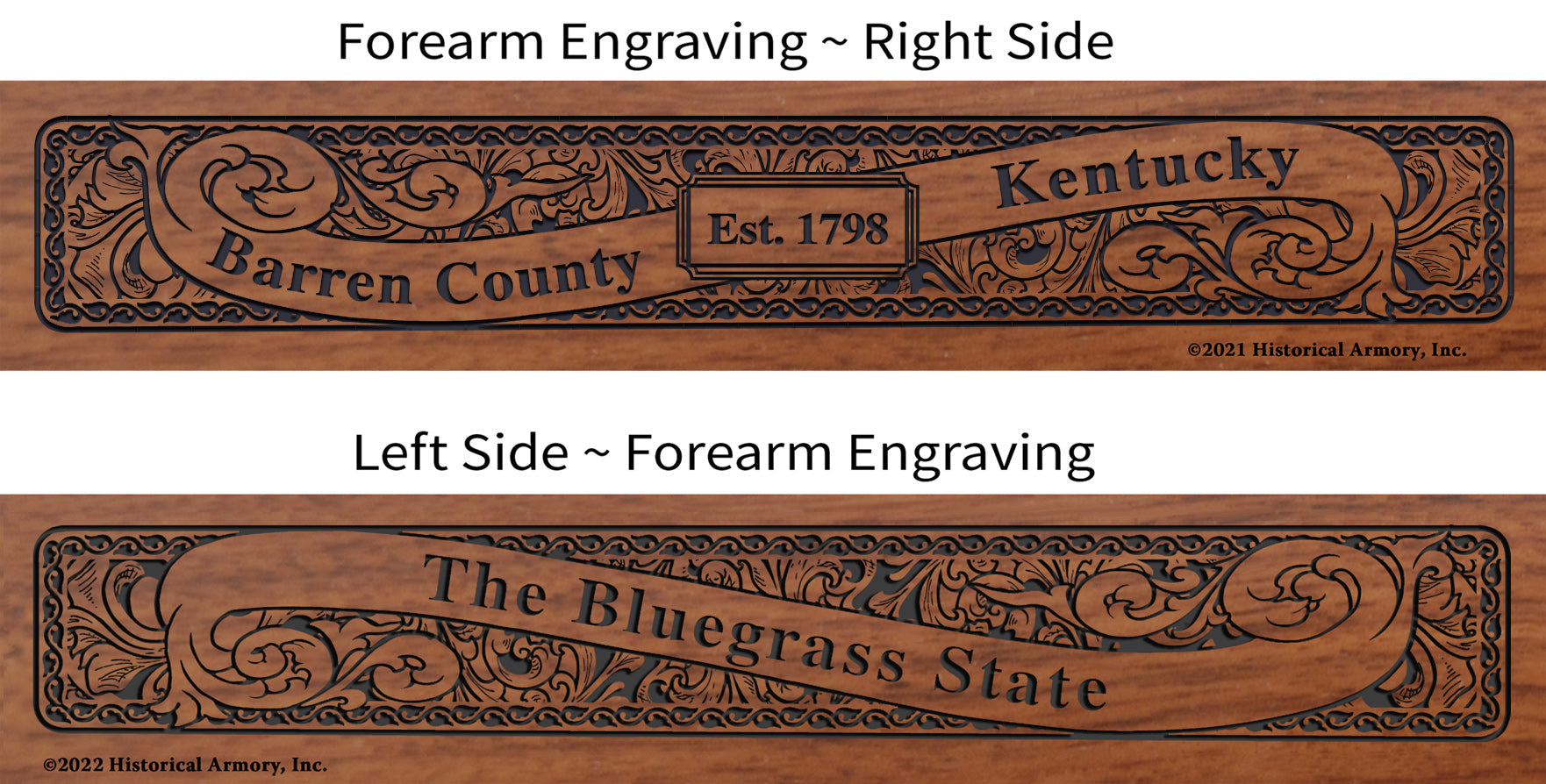 Barren County Kentucky Engraved Rifle Forearm