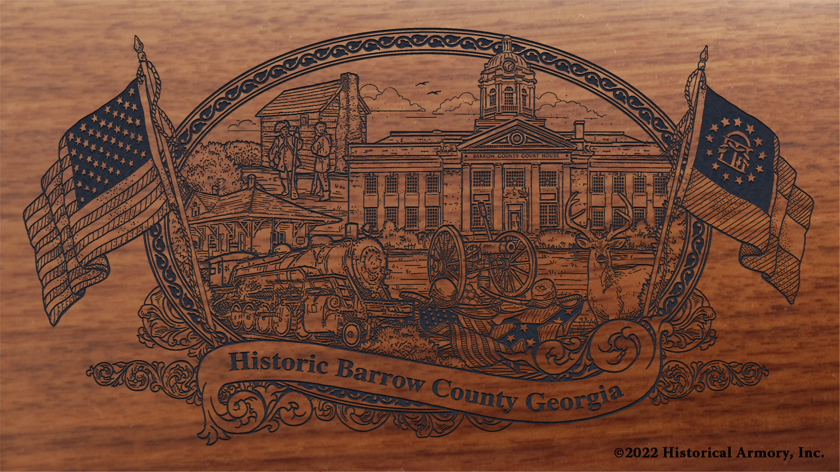 Barrow County Georgia Engraved Rifle Buttstock
