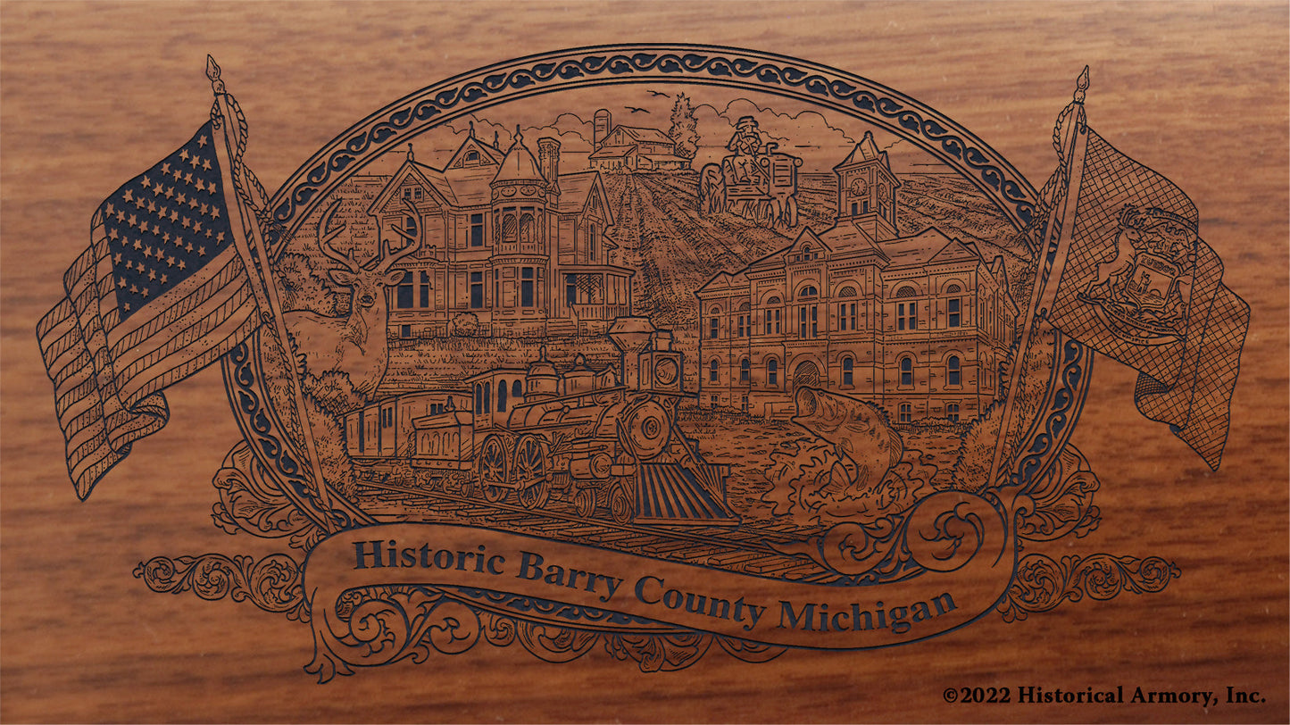 Barry County Michigan Engraved Rifle Buttstock