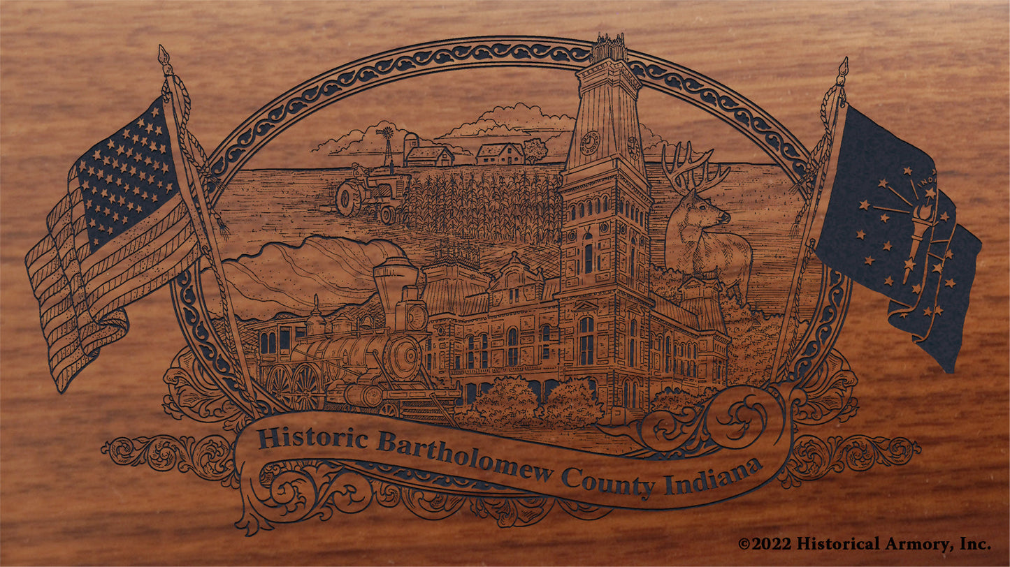 Bartholomew County Indiana Engraved Rifle Buttstock