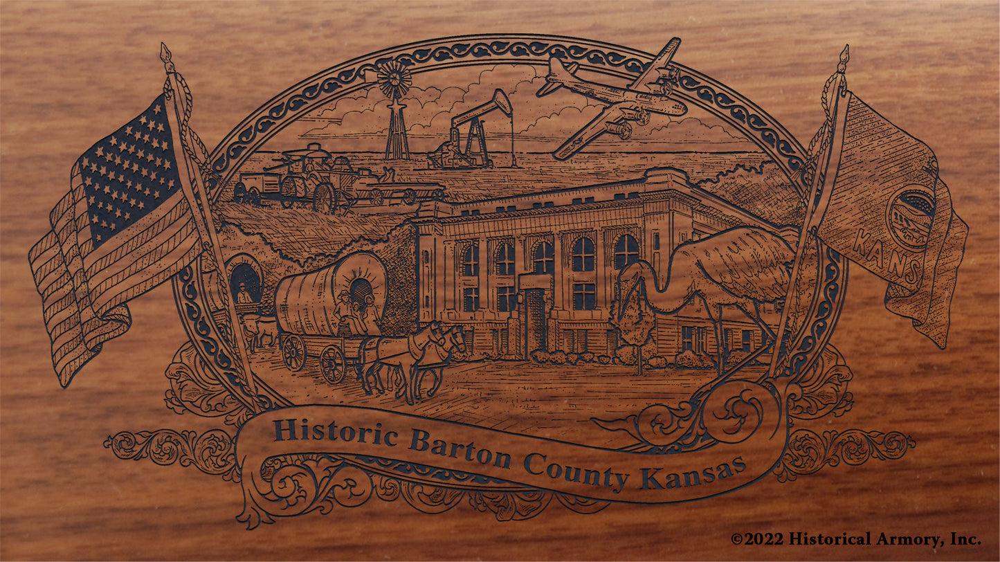 Barton County Kansas Engraved Rifle Buttstock