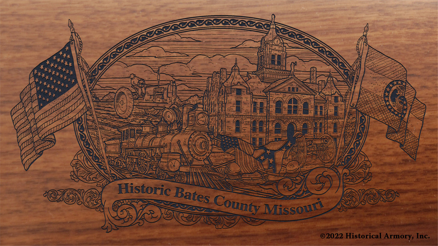 Bates County Missouri Engraved Rifle Buttstock