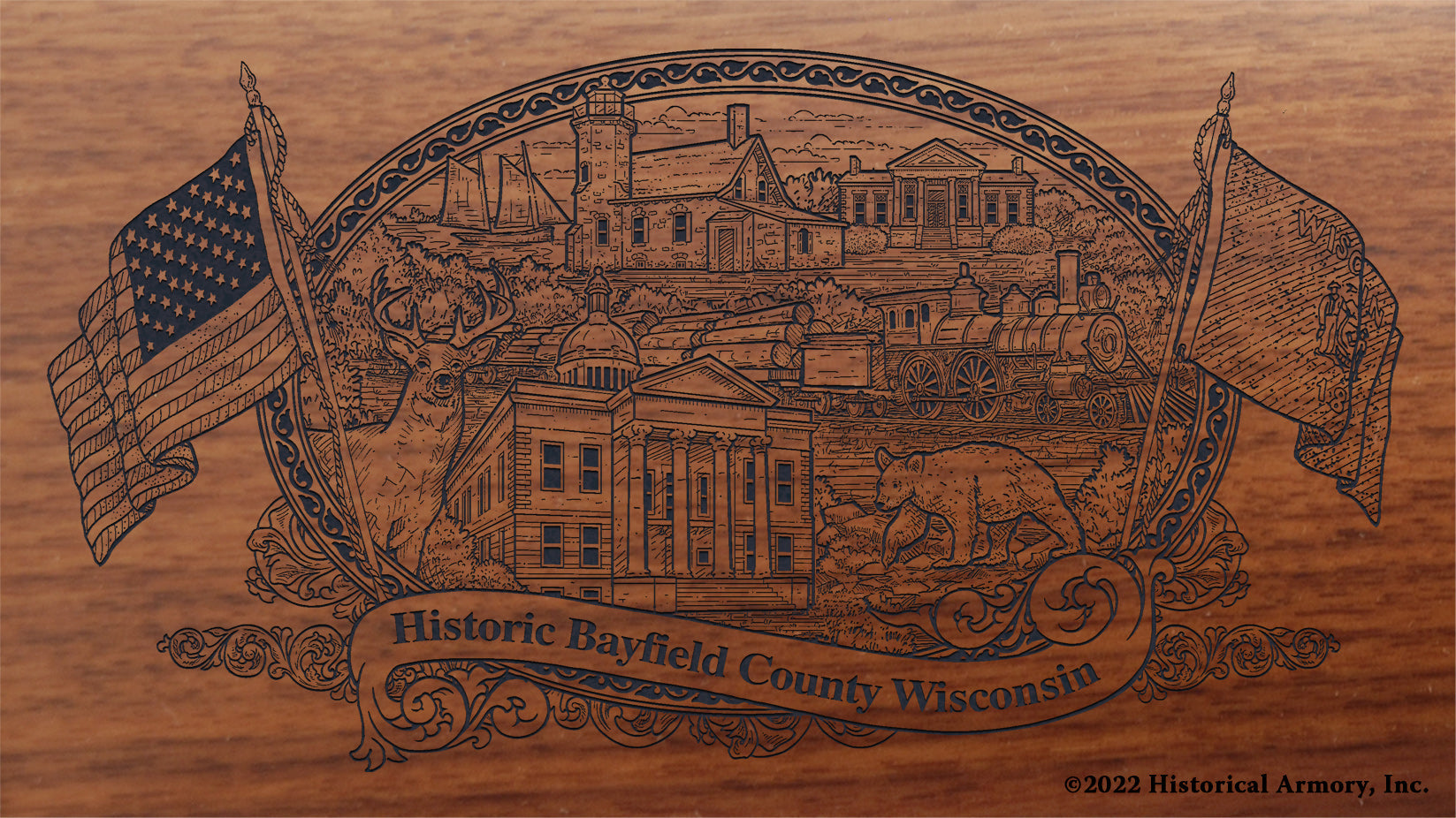 Bayfield County Wisconsin Engraved Rifle Buttstock