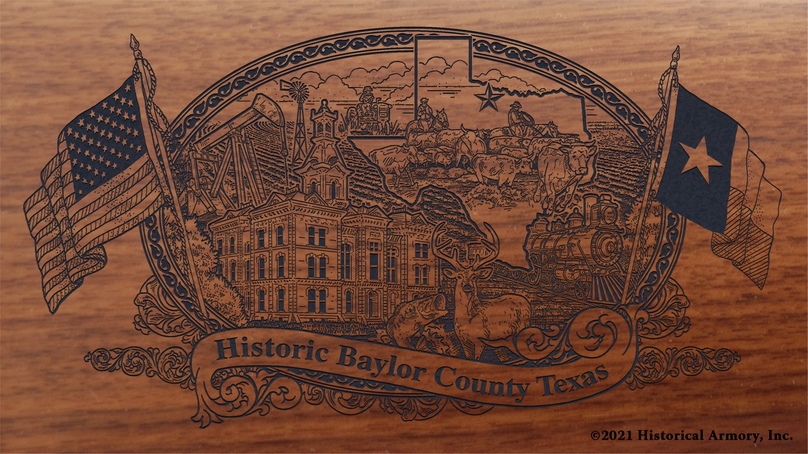 Engraved artwork | History of Baylor County Texas | Historical Armory