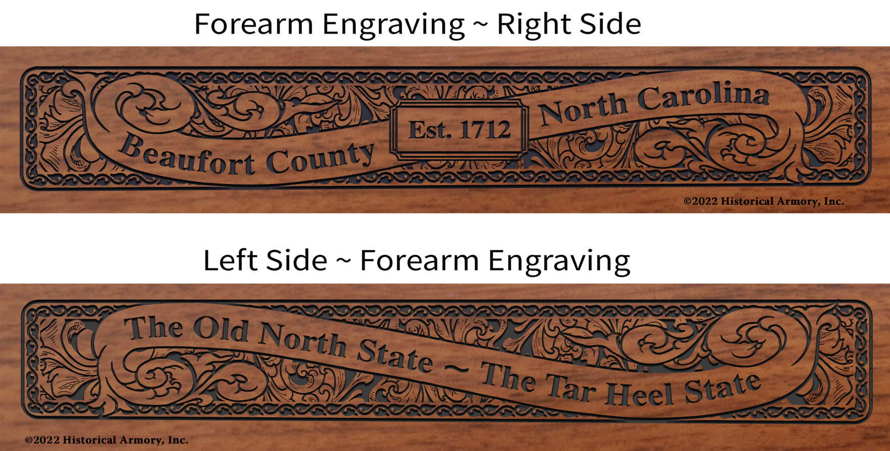 Beaufort County North Carolina Engraved Rifle Forearm