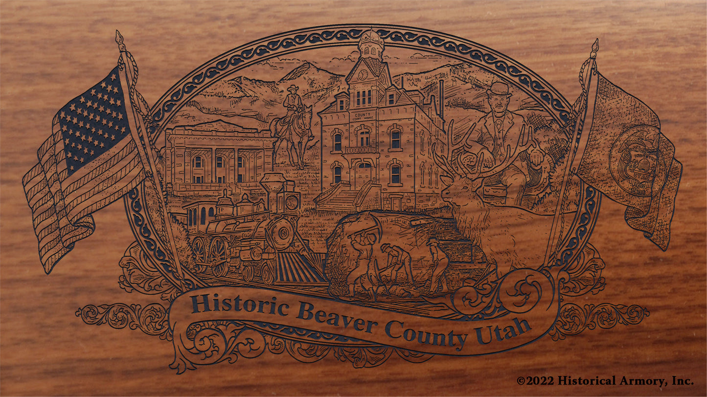 Beaver County Utah Engraved Rifle Buttstock