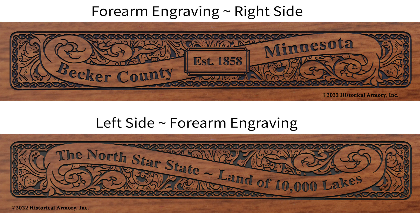 Becker County Minnesota Engraved Rifle Forearm