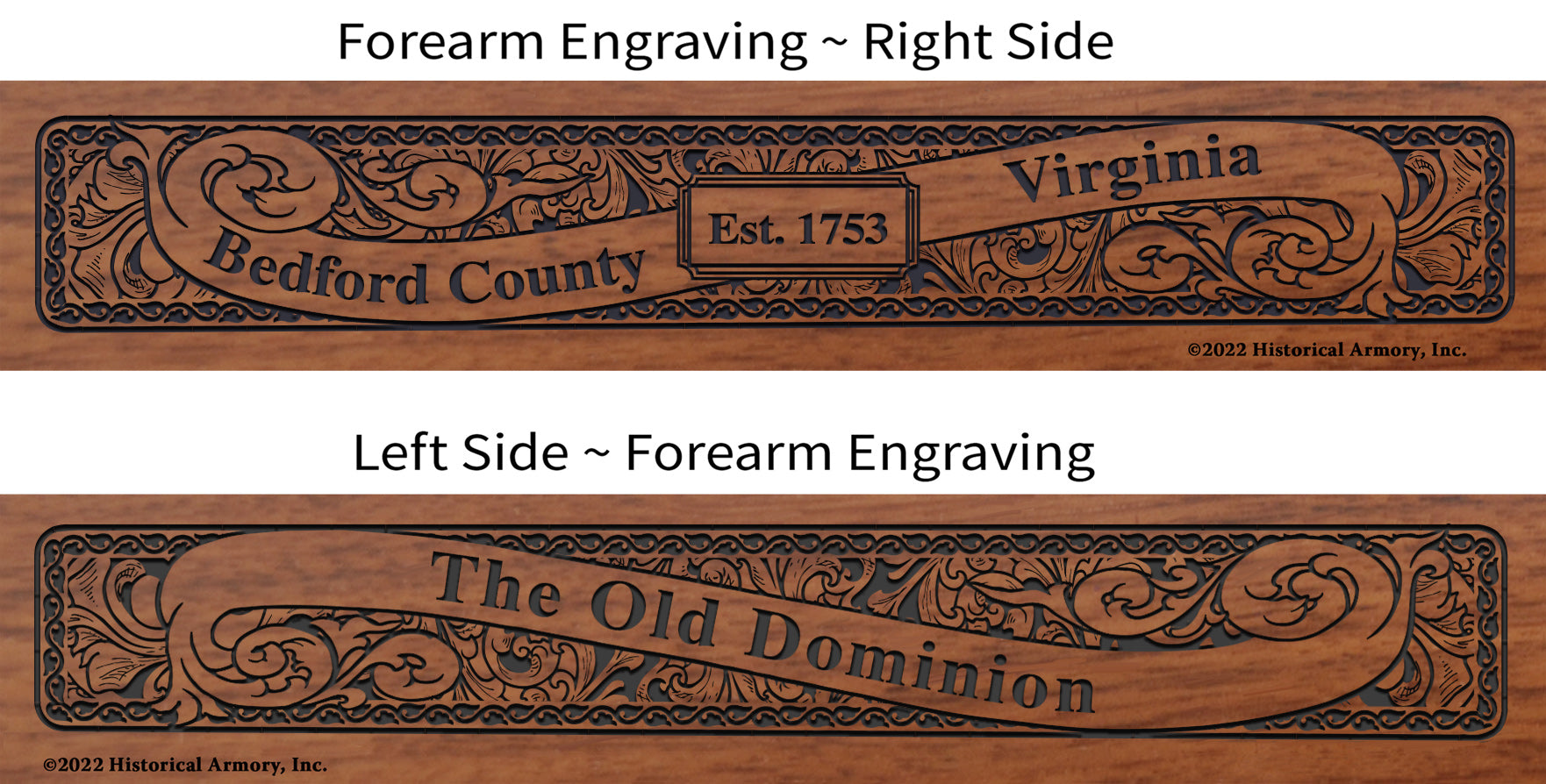 Bedford County Virginia Engraved Rifle Forearm