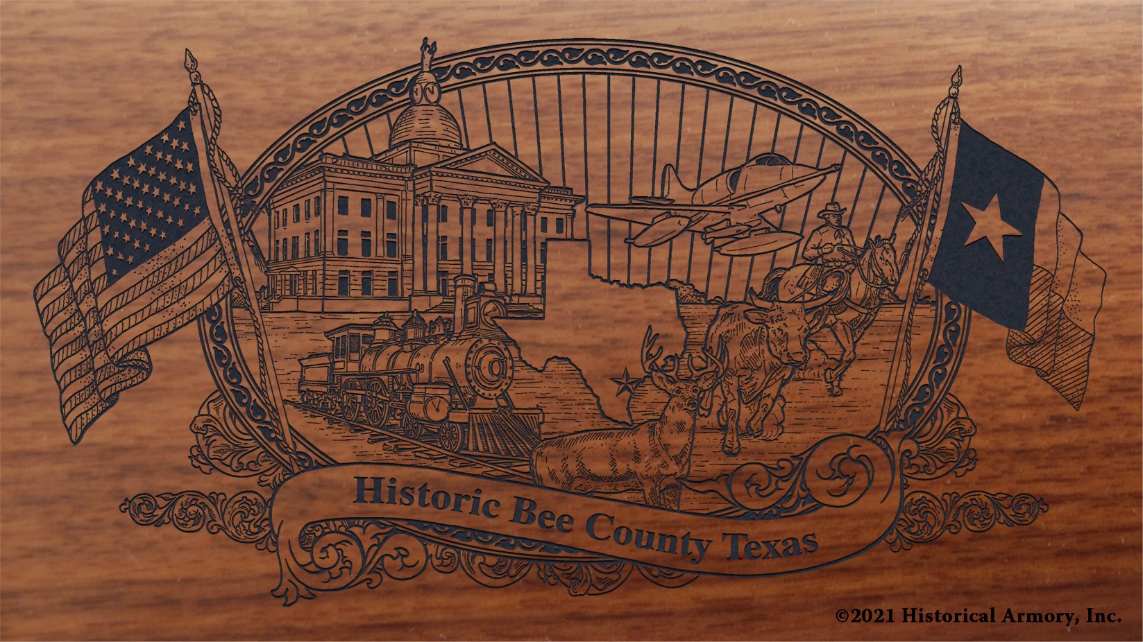 Engraved artwork | History of Bee County Texas | Historical Armory