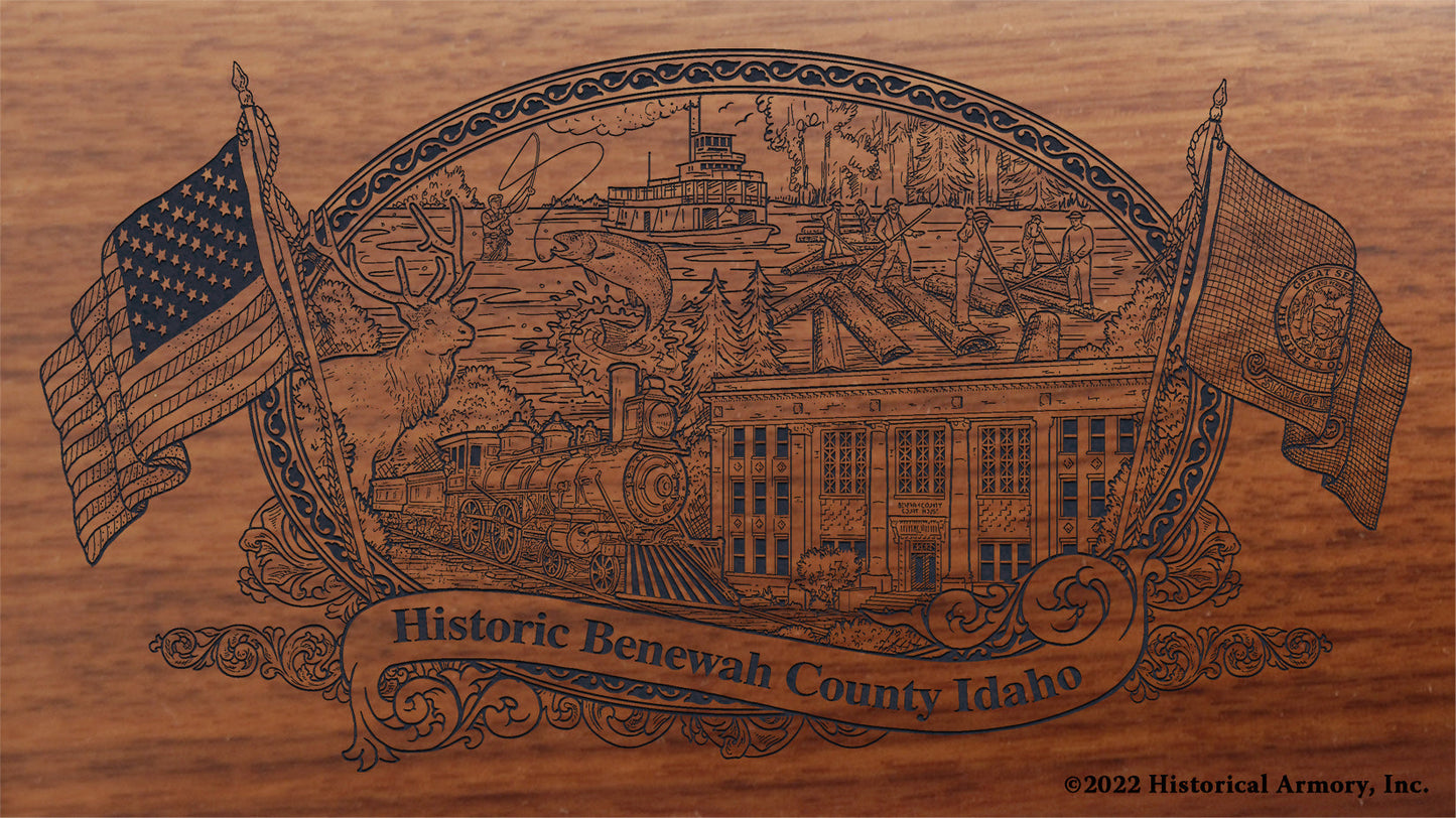 Benewah County Idaho Engraved Rifle Buttstock