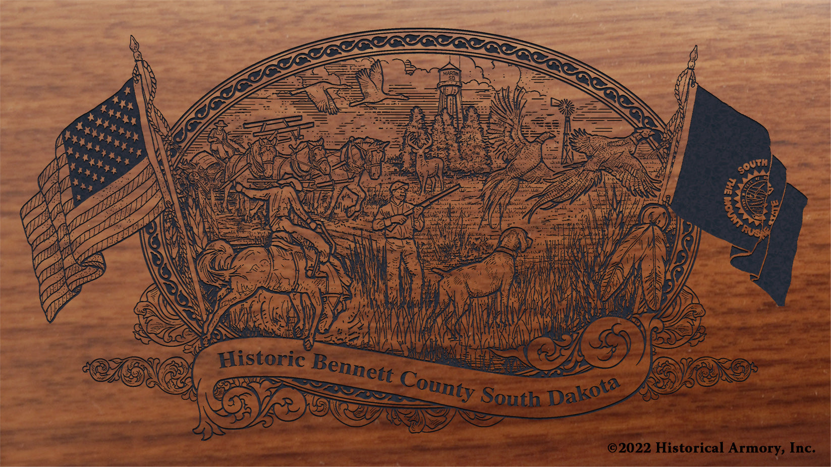 Bennett County South Dakota Engraved Rifle Buttstock