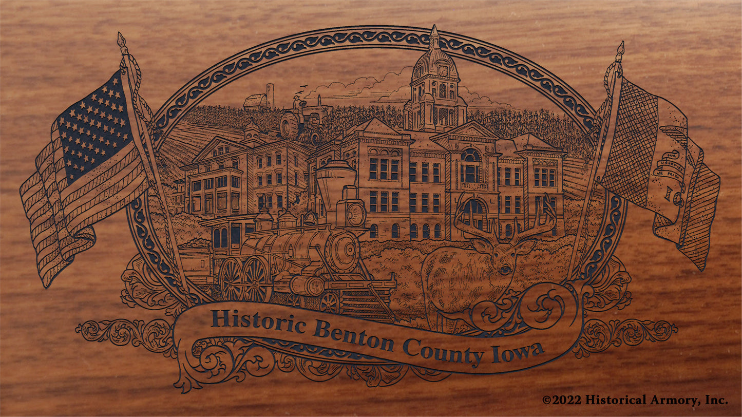Benton County Iowa Engraved Rifle Buttstock