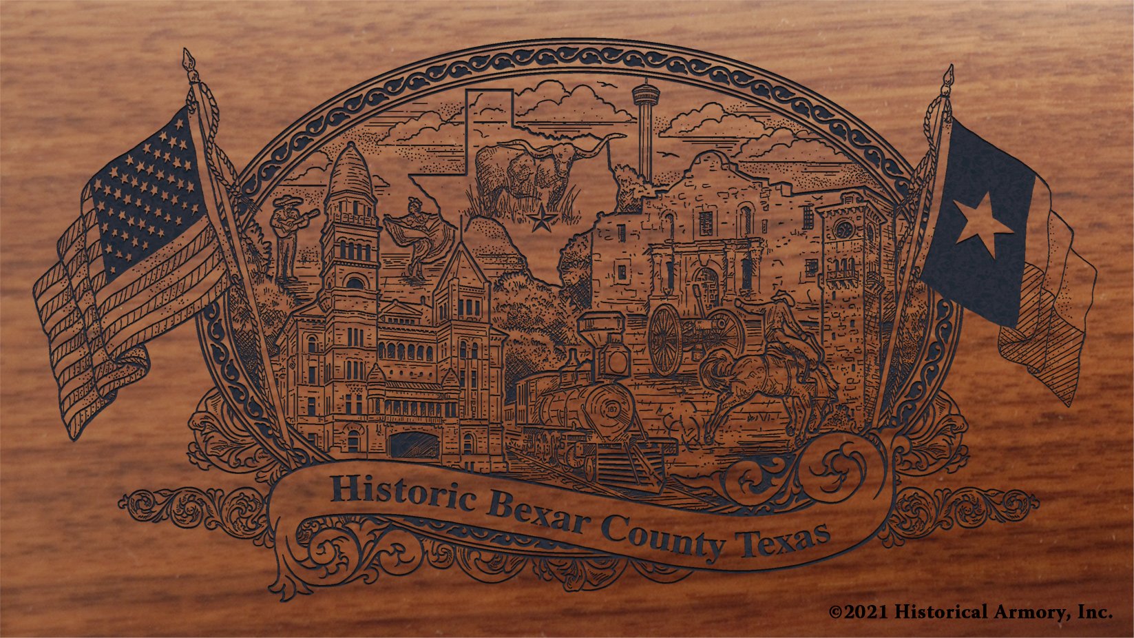 Engraved artwork | History of Bexar County Texas | Historical Armory