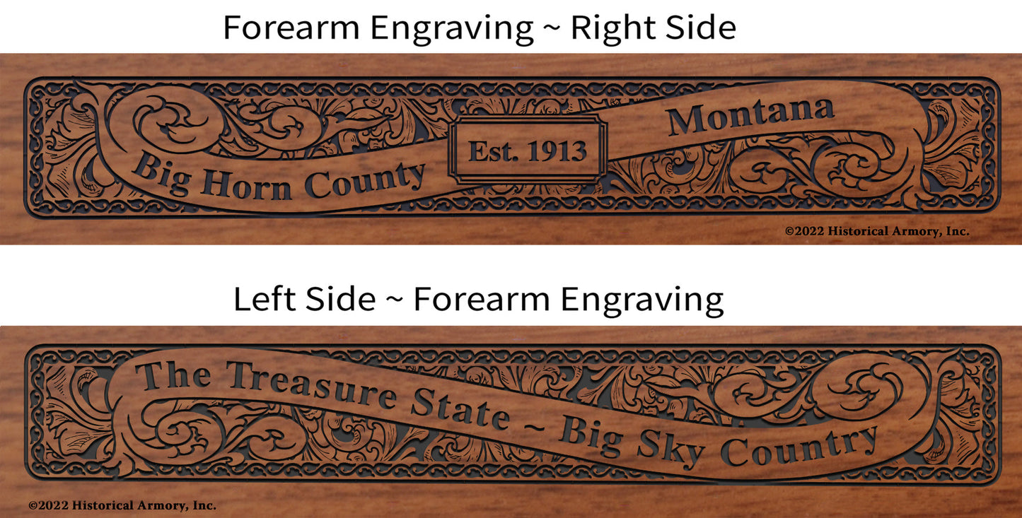 Big Horn County Montana Engraved Rifle Forearm