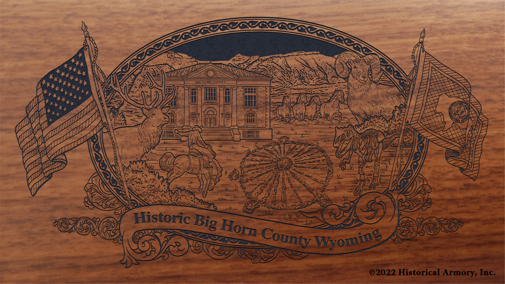 Big Horn County Wyoming Engraved Rifle Buttstock