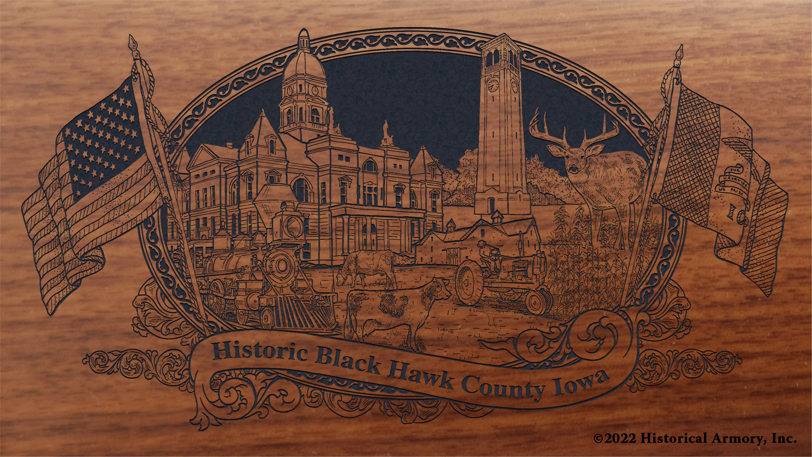 Black Hawk County Iowa Engraved Rifle Buttstock