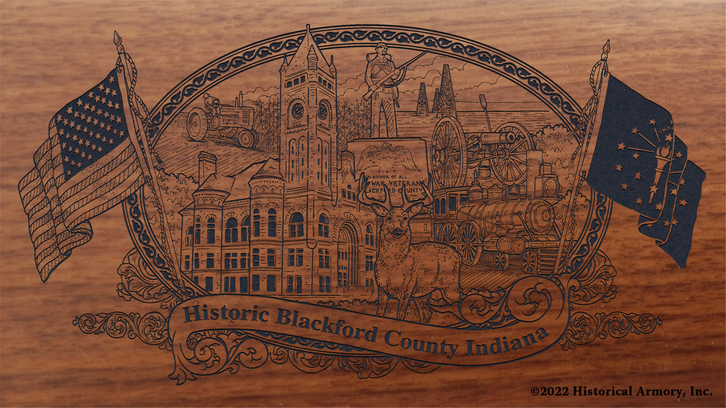 Blackford County Indiana Engraved Rifle Buttstock