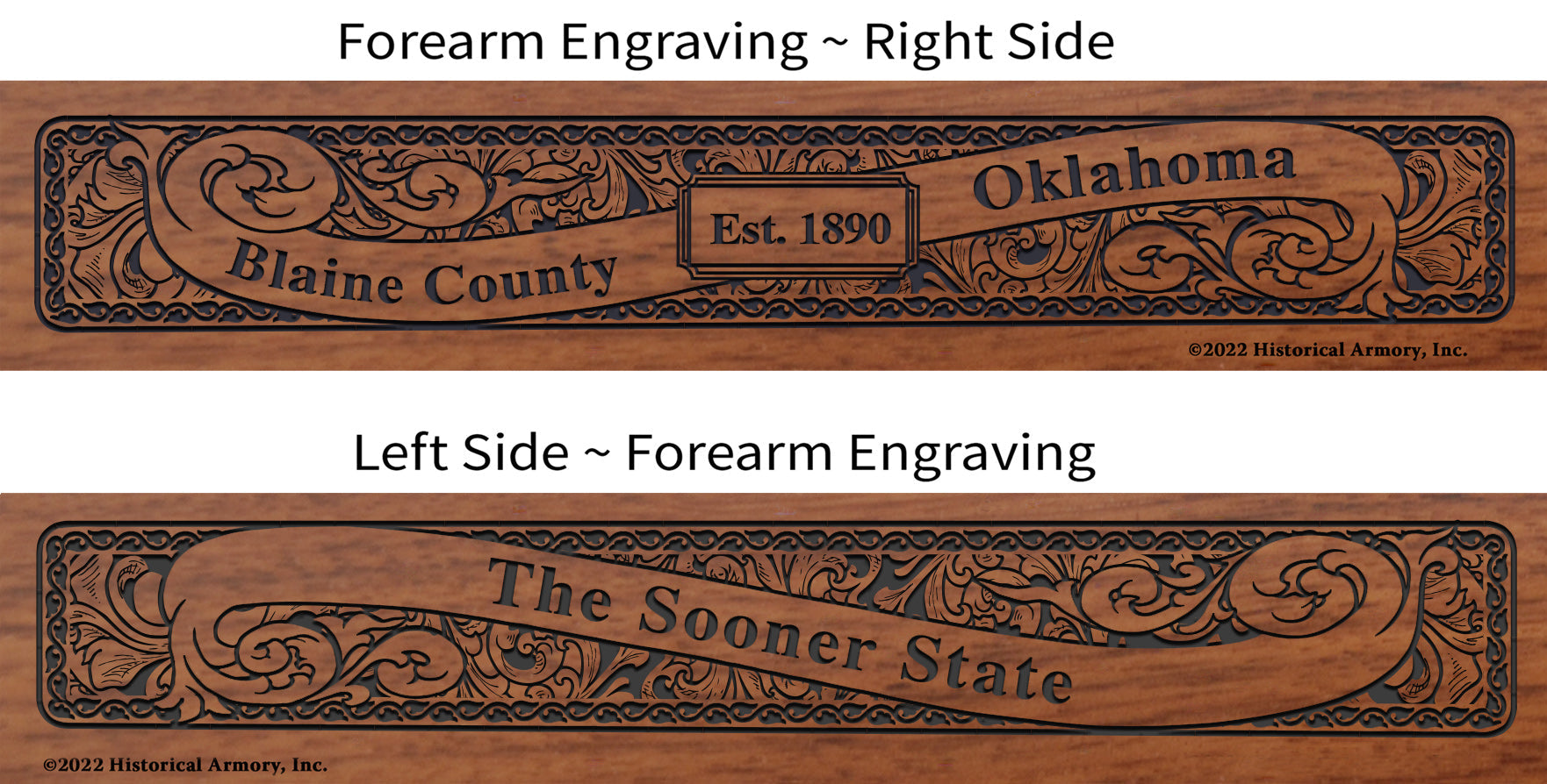 Blaine County Oklahoma Engraved Rifle Forearm