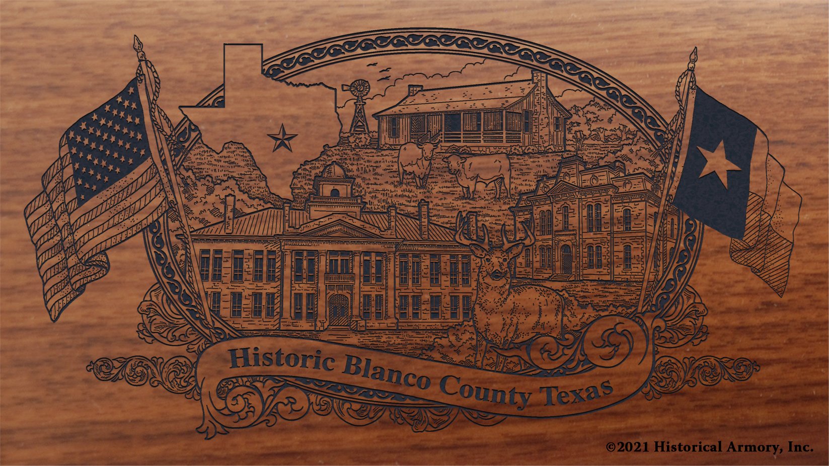 Engraved artwork | History of Blanco County Texas | Historical Armory