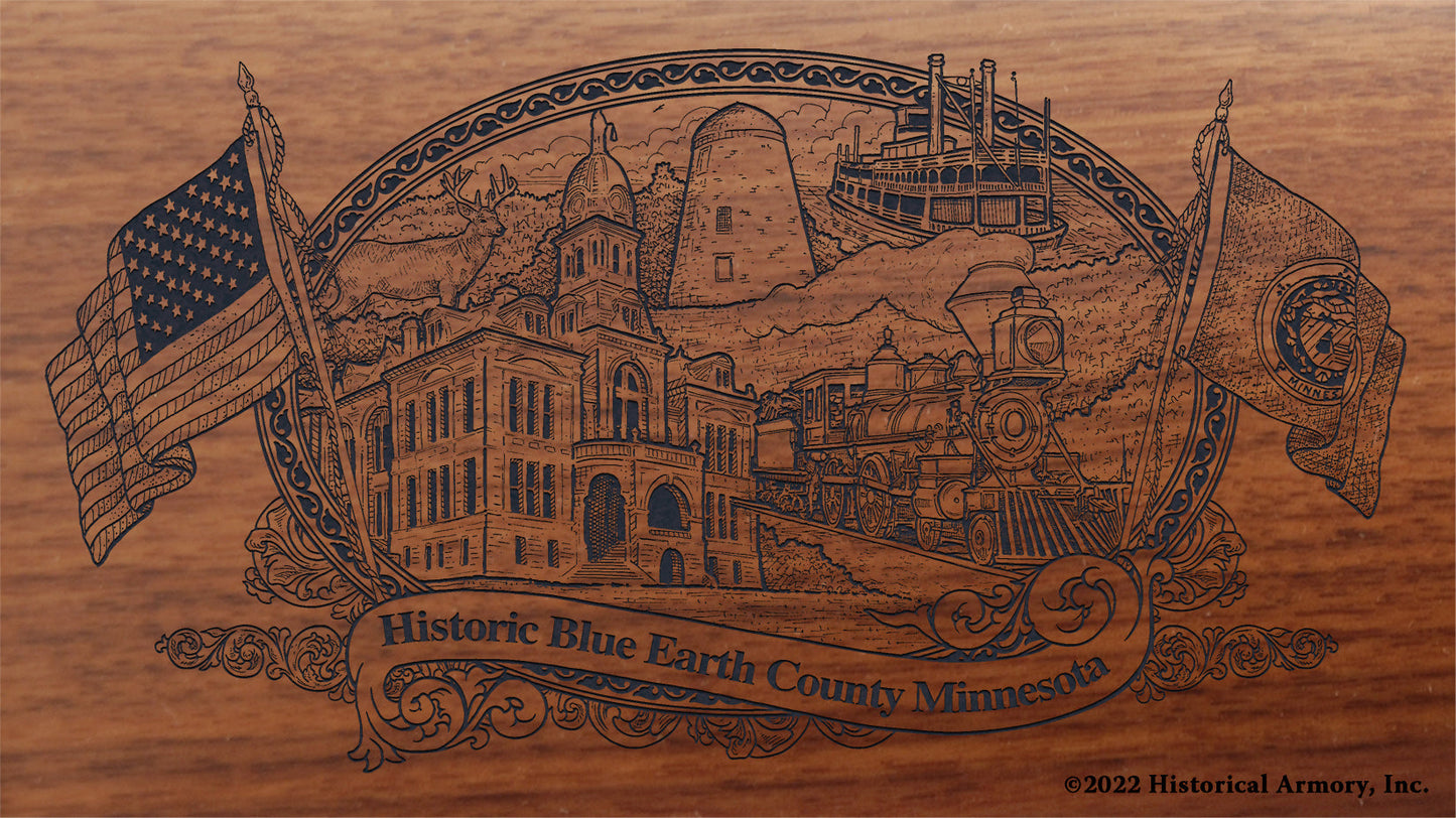Blue Earth County Minnesota Engraved Rifle Buttstock