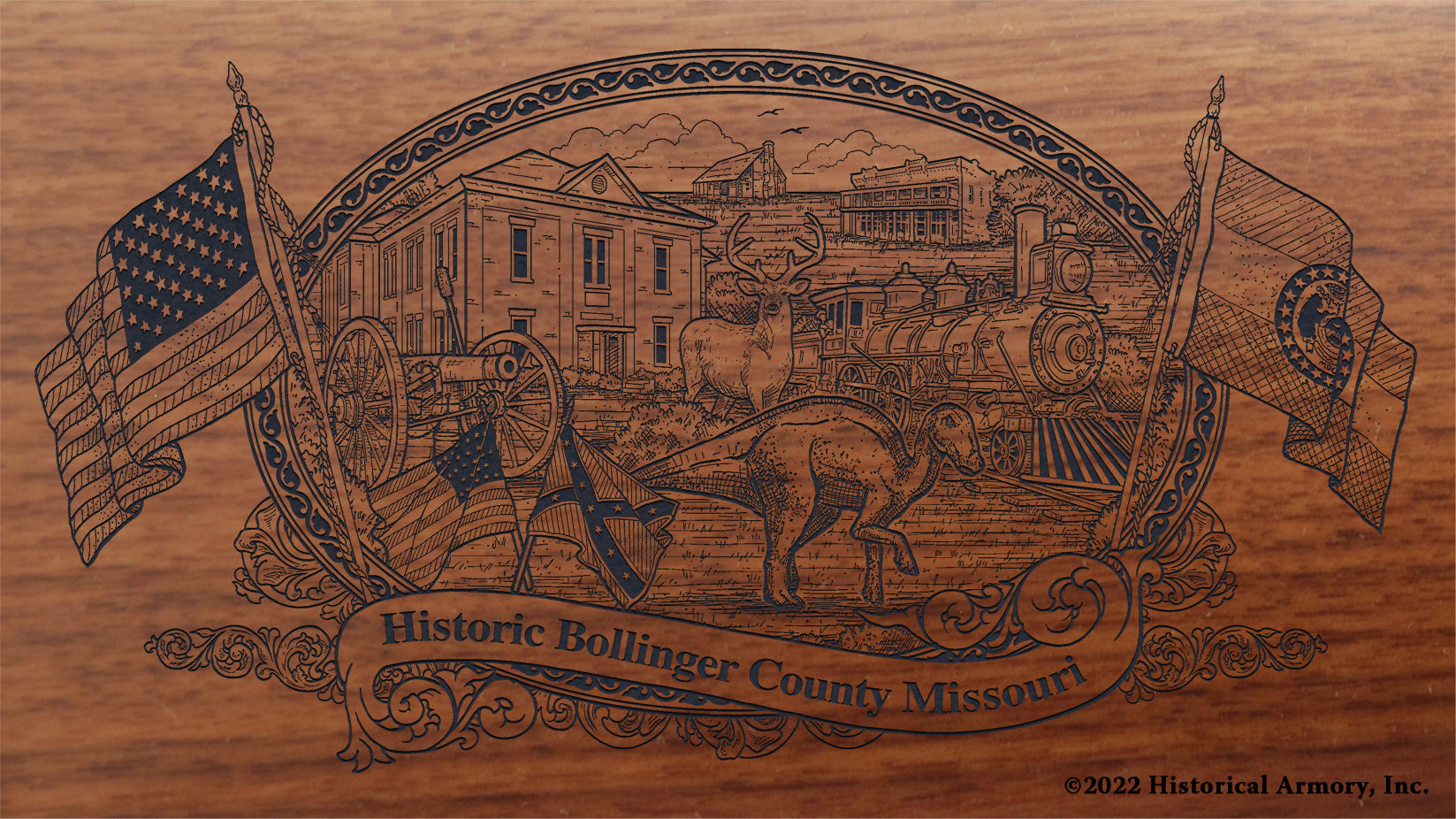 Bollinger County Missouri Engraved Rifle Buttstock
