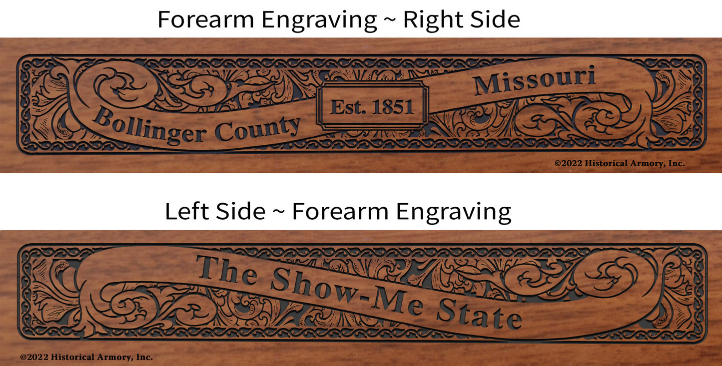 Bollinger County Missouri Engraved Rifle Forearm