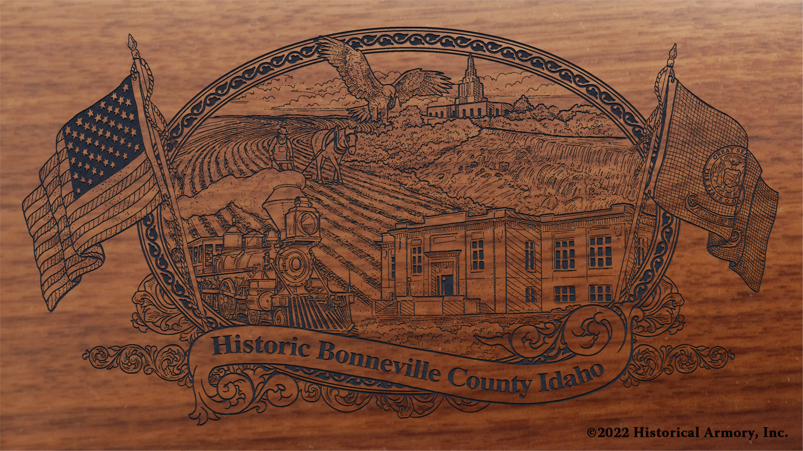 Bonneville County Idaho Engraved Rifle Buttstock