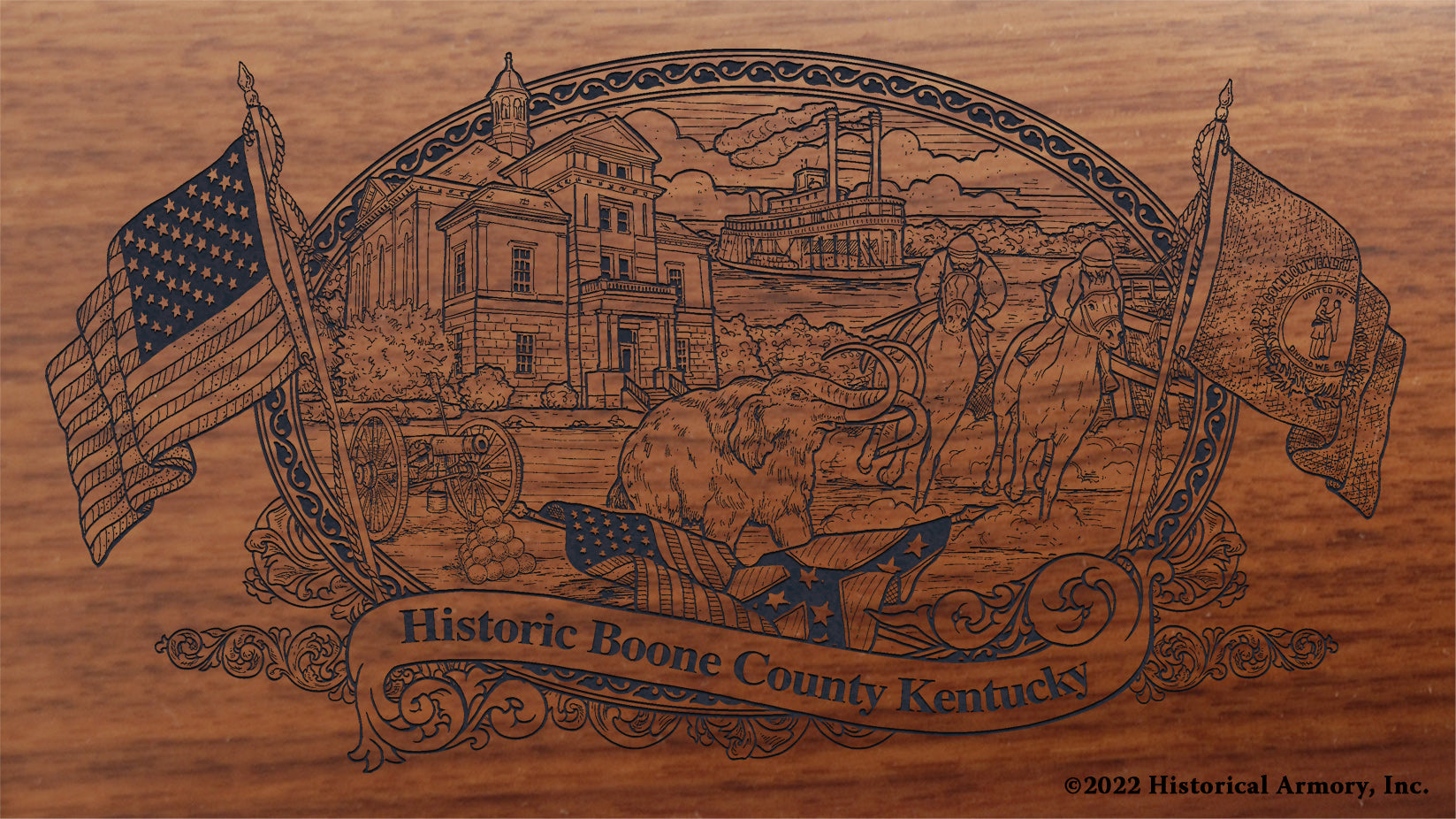 Boone County Kentucky Engraved Rifle Buttstock