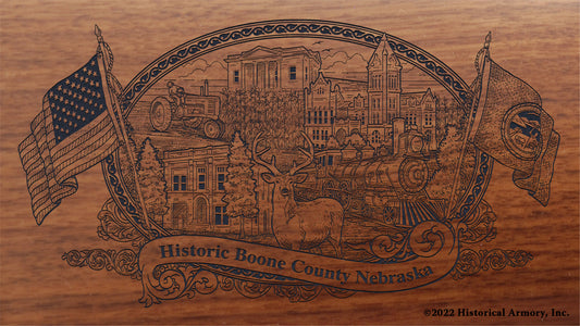 Boone County Nebraska Engraved Rifle Buttstock