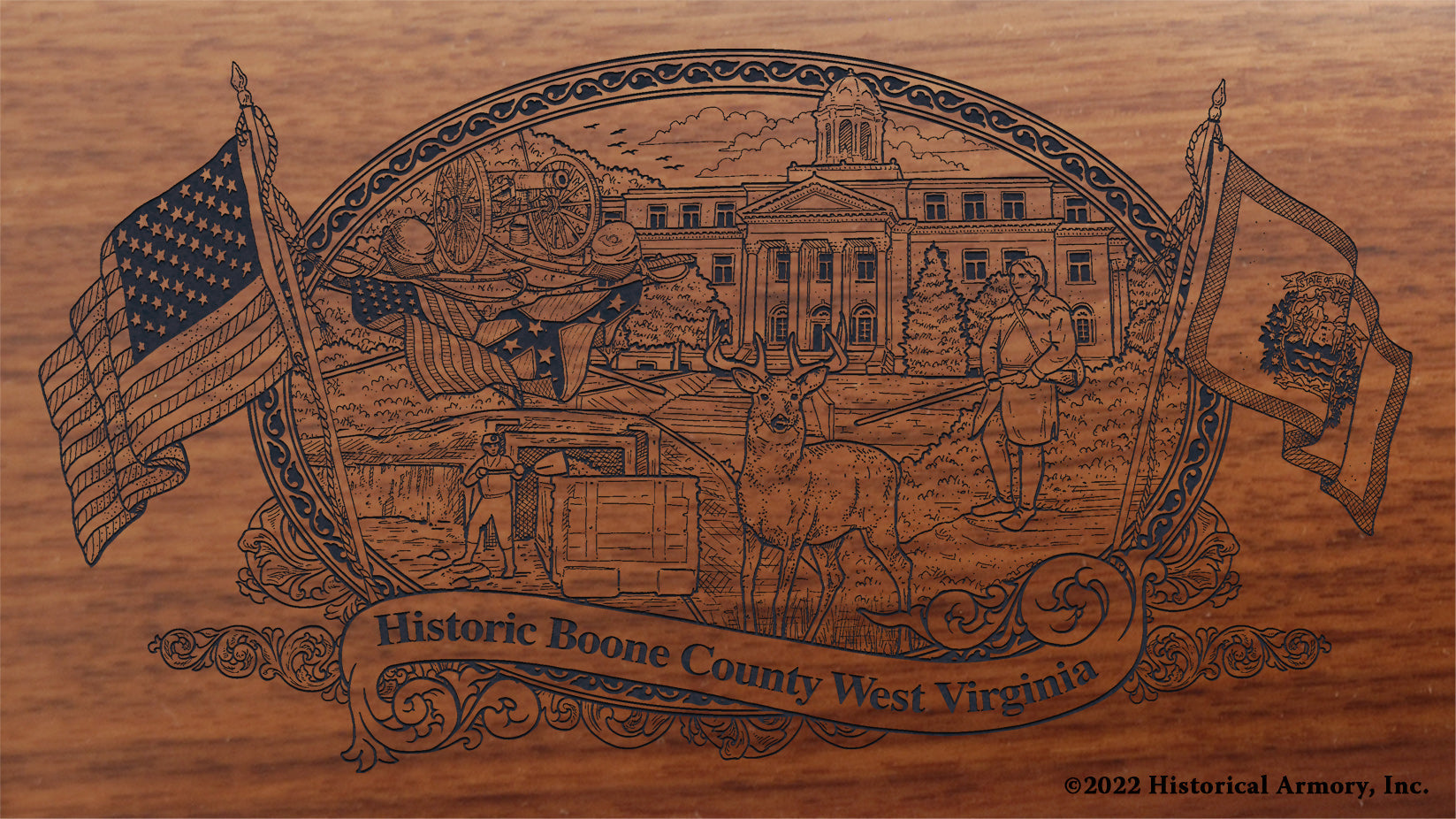 Boone County West Virginia Engraved Rifle Buttstock