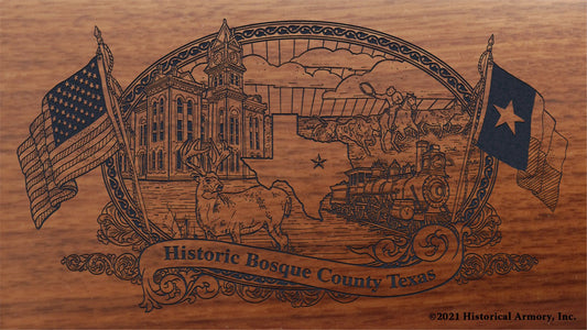 Engraved artwork | History of Bosque County Texas | Historical Armory
