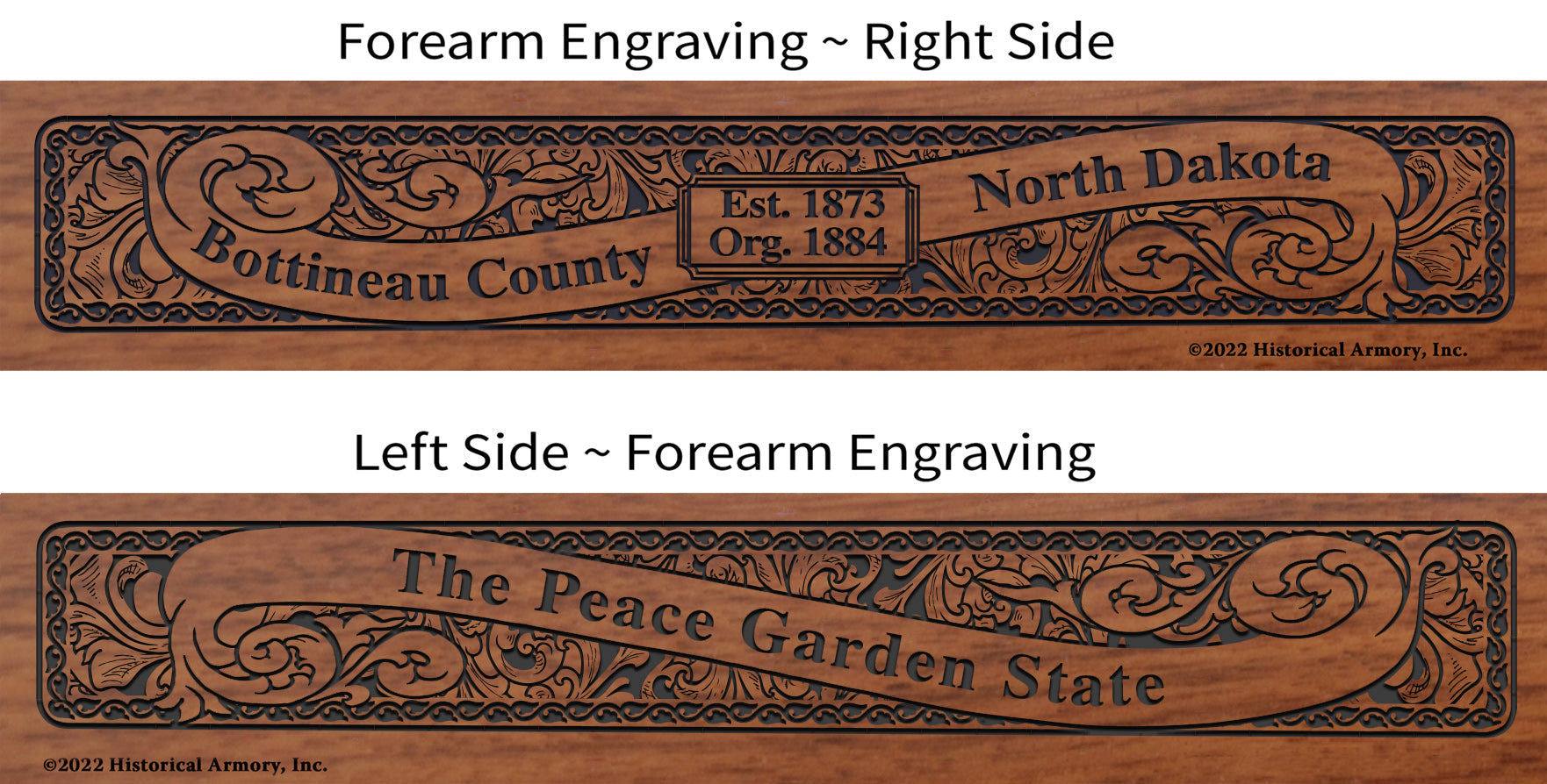 Bottineau County North Dakota Engraved Rifle Forearm